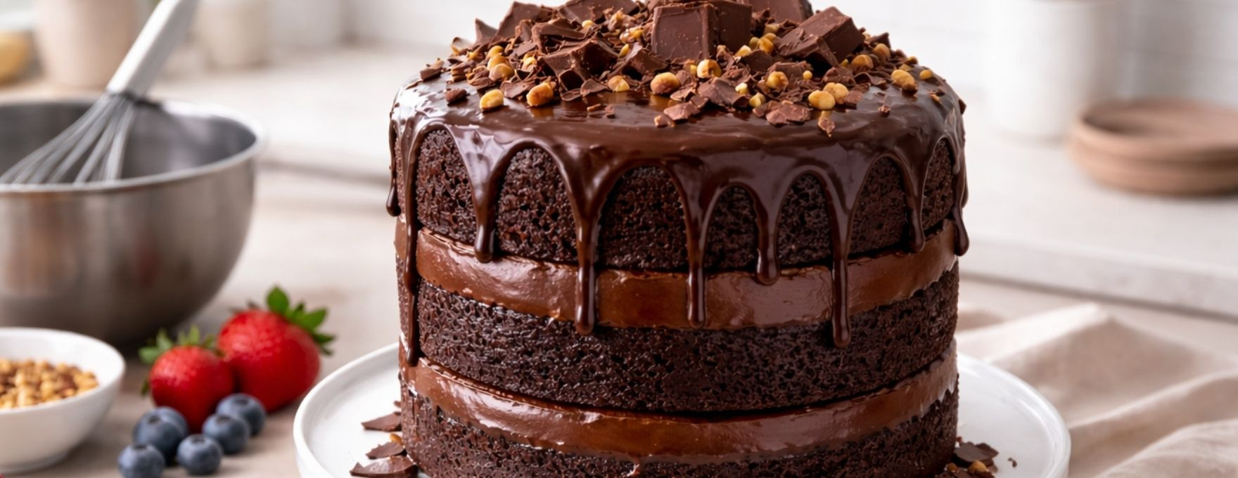 Grand Layer Cake au Chocolat Moelleux